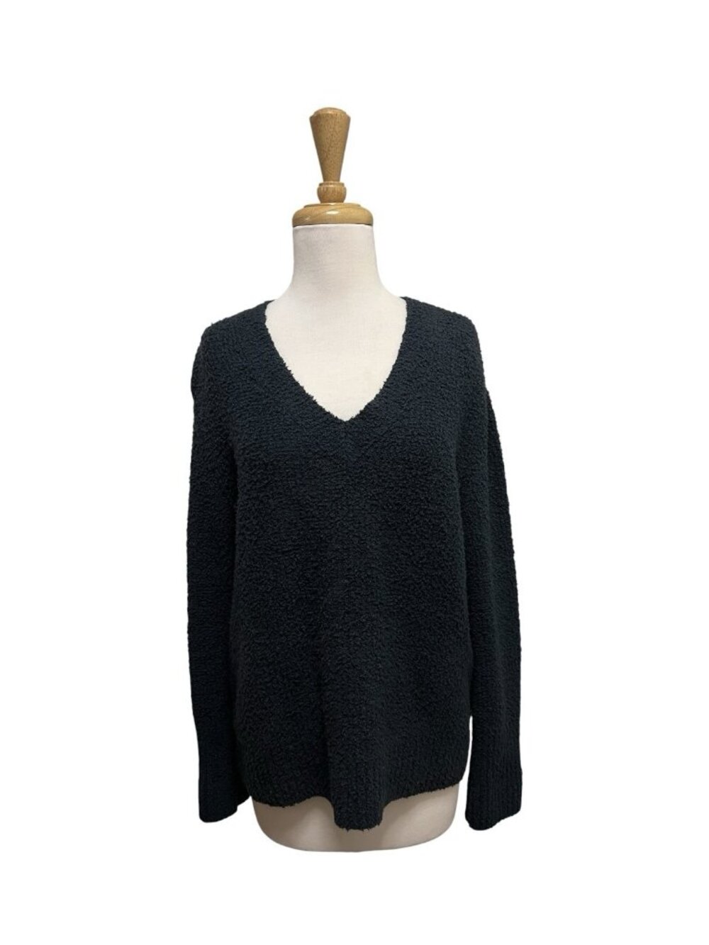 Vince Textured Tunic Sweater Size Xs Knit Navy Blue V Neck